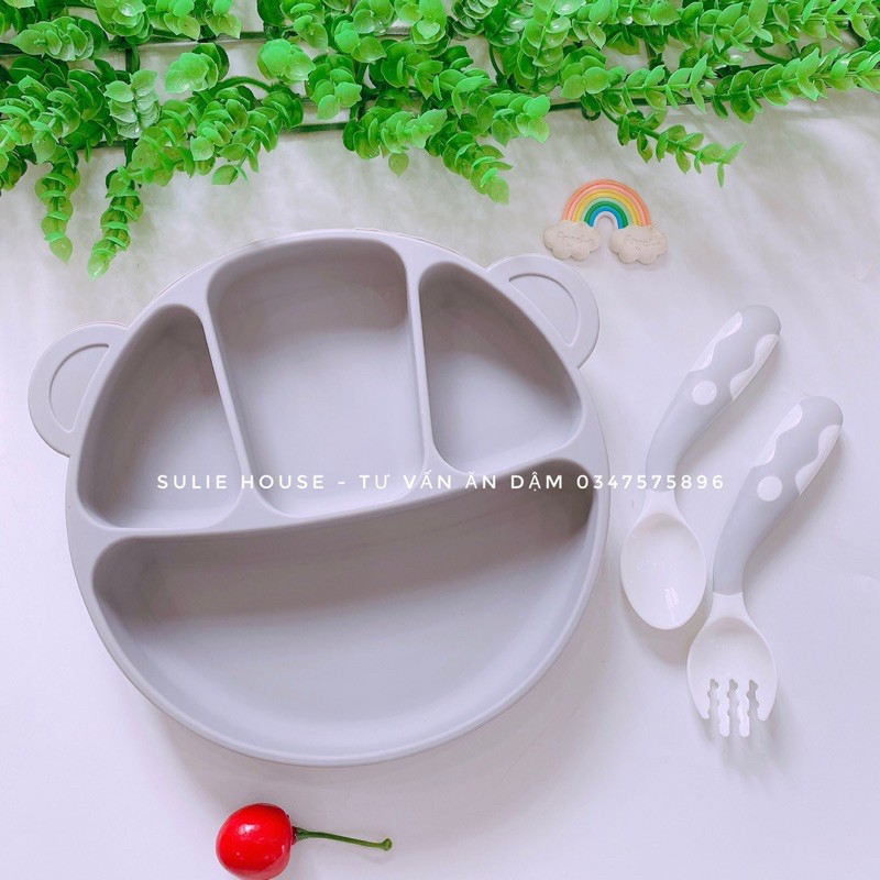 Khay silicon gấu chống đổ Kean (ko kèm thìa dĩa)