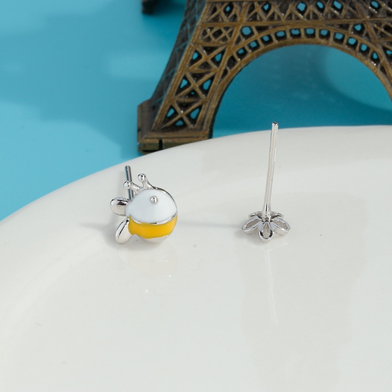 Bông Tai Hình Hoa Và Ong Mật Đính Đá Zircon Giọt Dầu Thời Trang Nhật Hàn