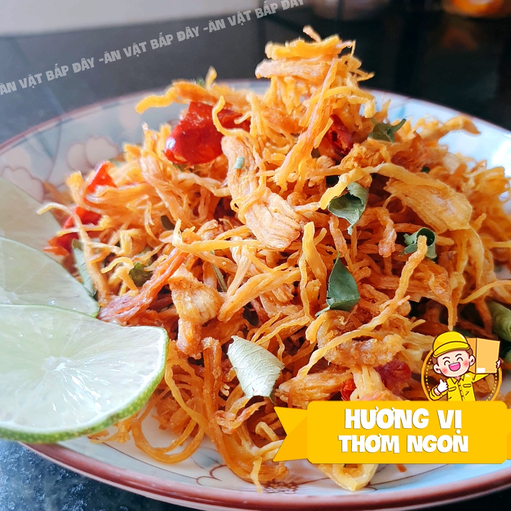 Khô Gà Lá Chanh Xé Cay 300g - Siêu Ngon, Dài Giòn Đậm Vị - Đồ Ăn Vặt Bắp Đây Sài Gòn | BigBuy360 - bigbuy360.vn