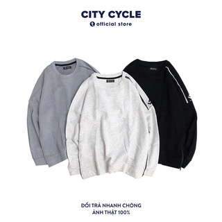 Áo nỉ chui đầu phối khoá ở sườn Áo sweater oversize zipper City Cycle