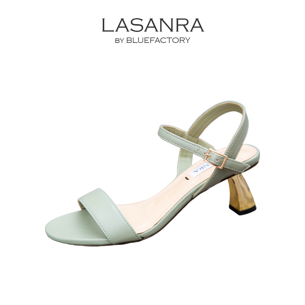 Sandal cao gót Lasanra 5cm mũi tròn quai ngang thiết kế hiện đại siêu êm chân