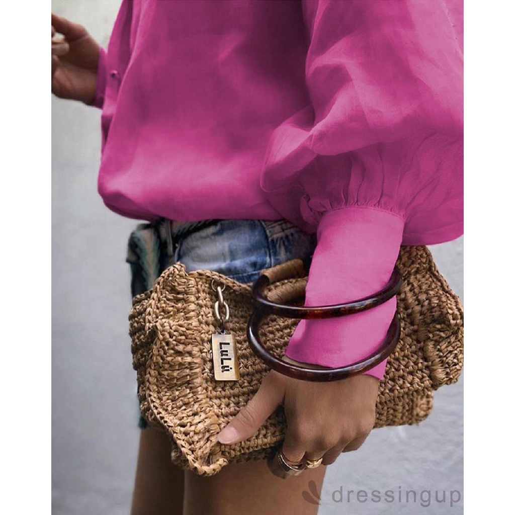 Áo sơ mi tay dài cổ chữ V thời trang công sở thanh lịch