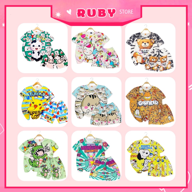 [Đồ bộ gia đình] Full Size cho bé &amp; người lớn Set bộ Bò Sữa Hoạt Hình Nhiều Mẫu (5KG - 70KG) chất thun mềm mịn mát DBRBD