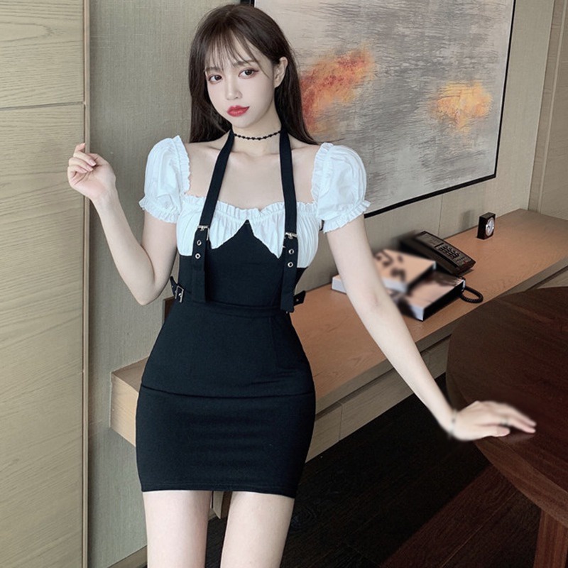 Đầm Body Tay Ngắn Giả Hai Lớp Thiết Kế Ôm Sát Quyến Rũ