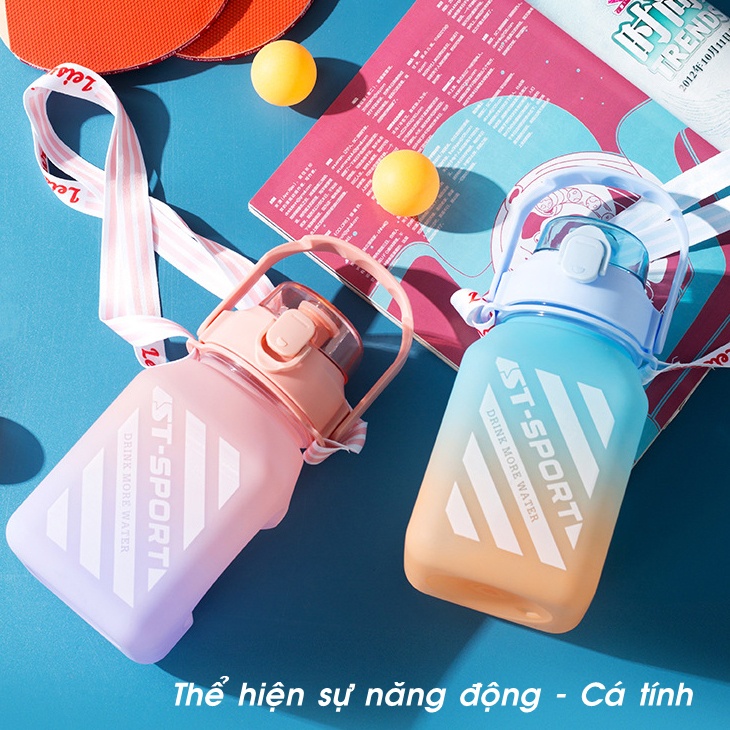 Bình Nước 1.3 Lít Có Ống Hút BN/06, Bình Đựng Nước Nóng Lạnh Cho Bé Đi Học Tập Thể Thao Gym Du Lịch Tặng Sticker Cute