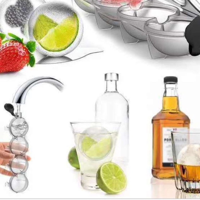 Khuôn Làm Đá Viên Tròn - Làm Thạch - Kem 5,5Cm Khuôn Làm Đá Viên 4 Ngăn Hình Cầu Diy Tiện Dụng