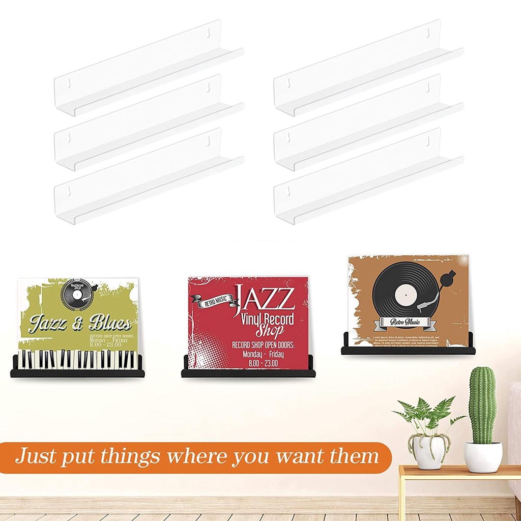 Set 6 Kệ Nhựa Acrylic Trong Suốt Treo Tường Trang Trí Nội Thất