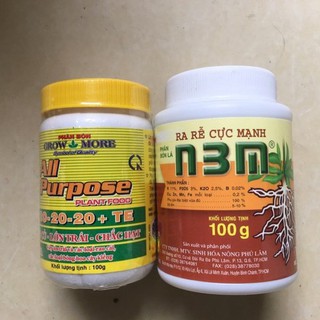 Combo phân bón growmore 20-20-20 100gr và hũ kích rễ n3m 100gr - 20-20-20 và n3m
