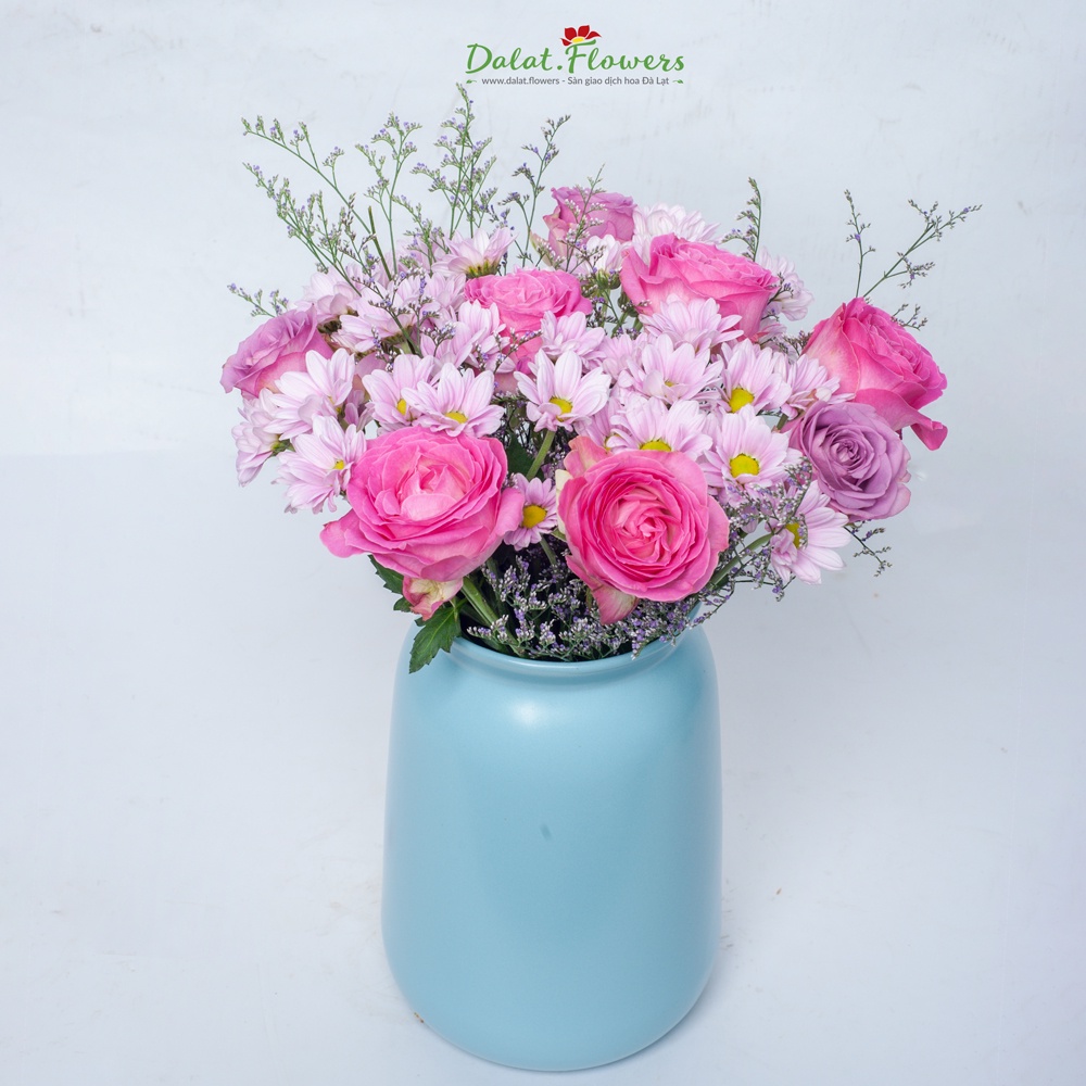 Bình gốm vo chum Dalat.flowers - Bình cắm hoa trang trí nhà cửa, văn phòng