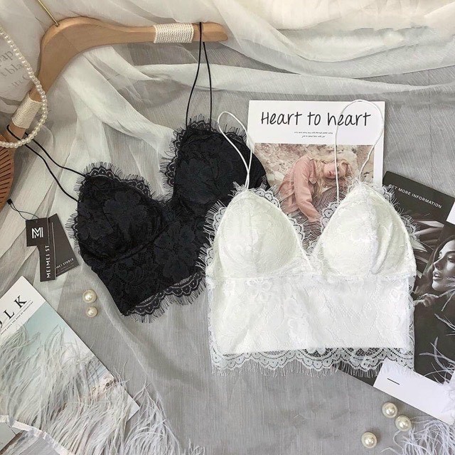 Áo 2 dây bra ren sexy 2 màu đen trắng