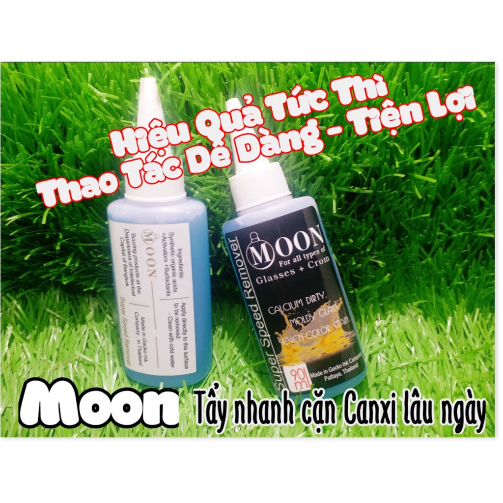 Moon 90ml- Siêu Tẩy Ố - Cặn Canxi - Váng 7 Màu Trên Kính Otô Vết gỉ Sắt - Cặn Bám Lâu Ngày Trên Vòi Labo - Inox Moon - M