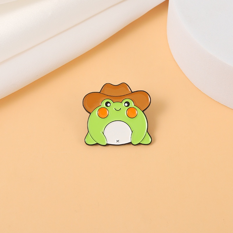 Ghim cài áo QIHE JEWELRY thiết kế chú ếch hoạt hình đáng yêu dễ thương