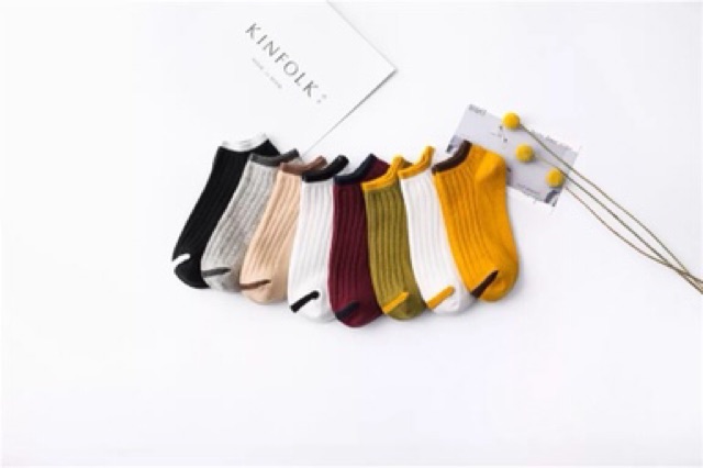 Set Tất cổ ngắn nữ Caramel⚡ FREESHIP Đơn Từ 250K ⚡ Vớ trơn cổ ngắn nam nữ làm từ 100% cotton, dày mịn, co dãn thoải mái