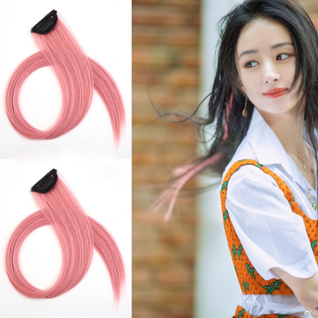 Tép tóc giả dài thẳng nhuộm nhiều màu sắc tùy chọn độc đáo thời trang cho nữ