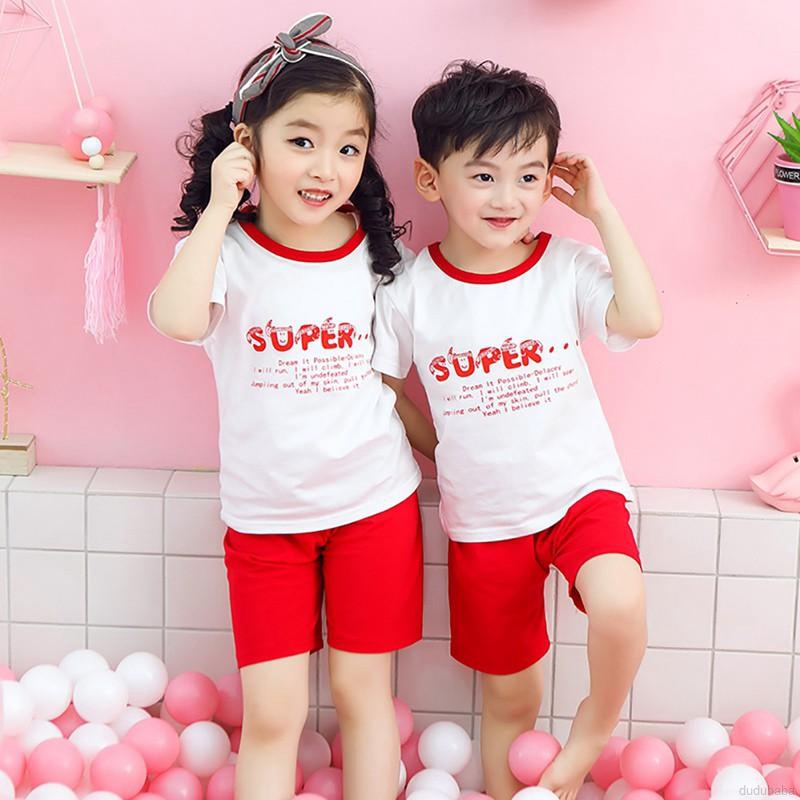 Set Áo Thun Tay Ngắn &amp; Quần Short Cho Bé Trai &amp; Gái Từ 2-10 Tuổi