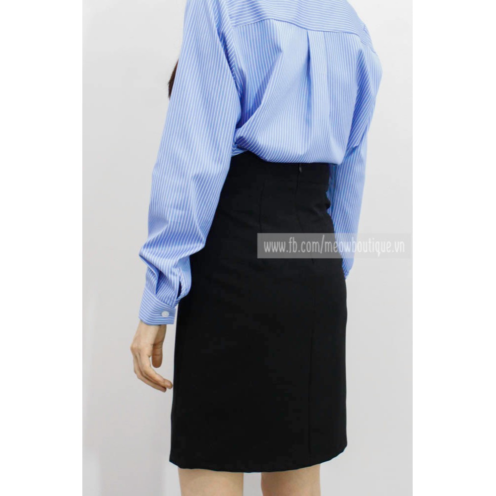 [Hình thật tự chụp] Váy Công sở Lưng Tròn Xẻ Trước dáng chữ A Meow Boutique | BigBuy360 - bigbuy360.vn