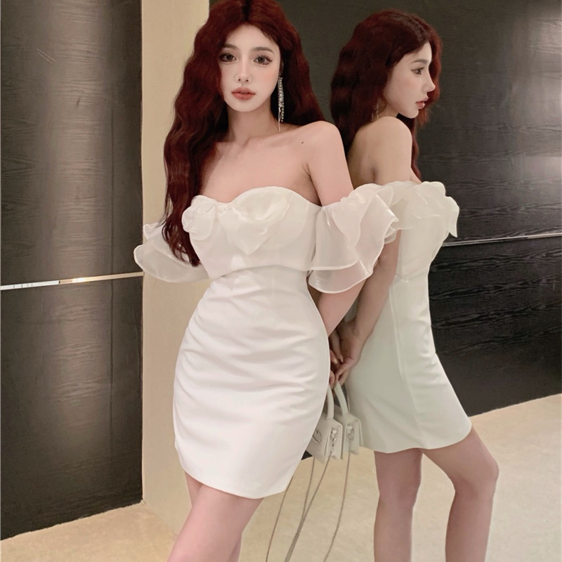 Đầm Ống Cổ Chữ V Hở Vai Quyến Rũ Dự Tiệc Cho Nữ