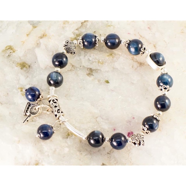 VÒNG TAY ĐÁ KYANITE BẠC
