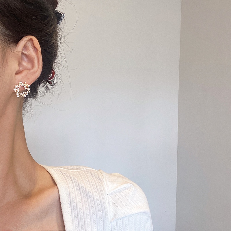 Bông Tai Hình Lá Đính Ngọc Trai Nhân Tạo Thời Trang Cao Cấp 2022