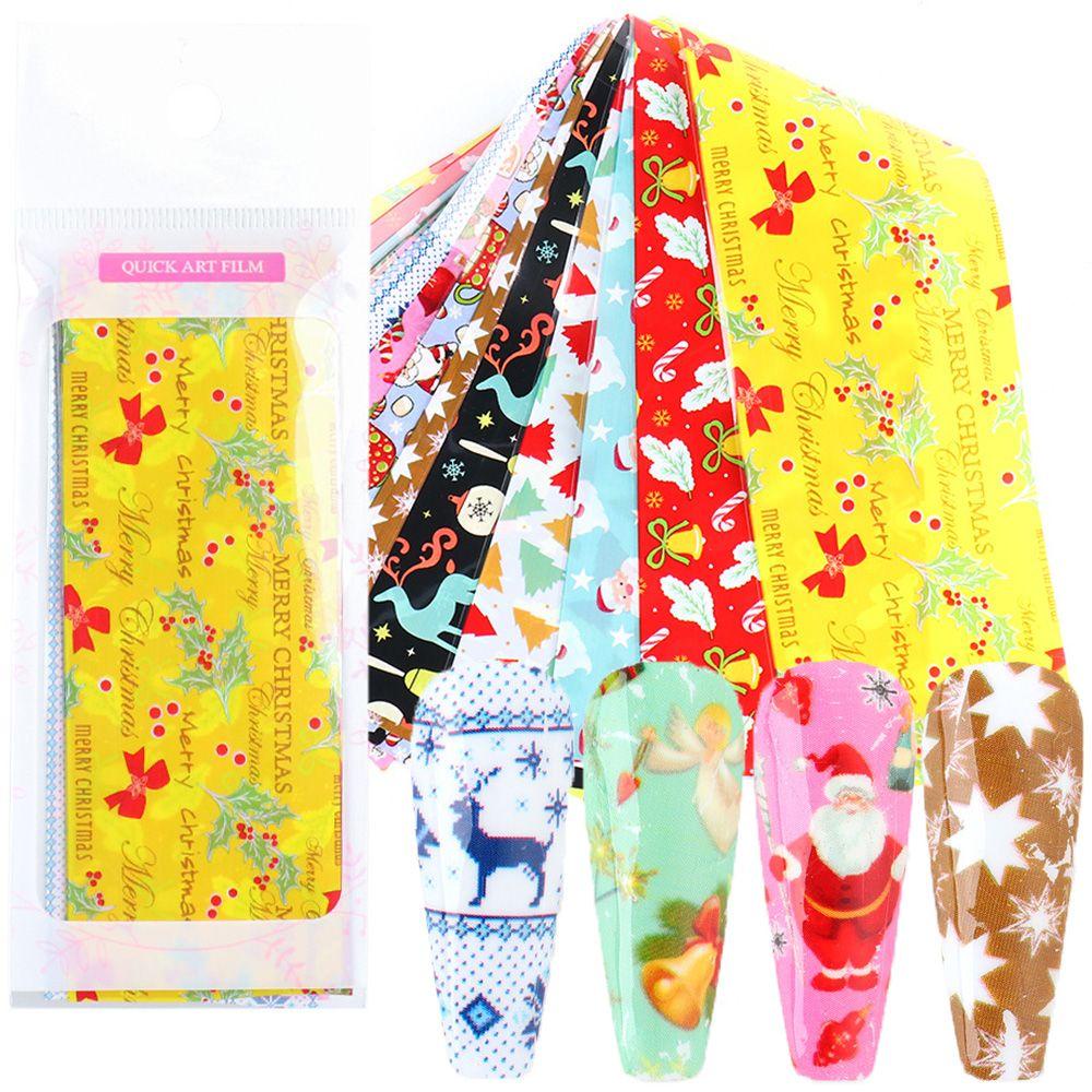Set 10 Miếng Dán Lá Nhôm Hình Bông Tuyết Giáng Sinh Trang Trí Móng Nghệ Thuật DIY Dành Cho
