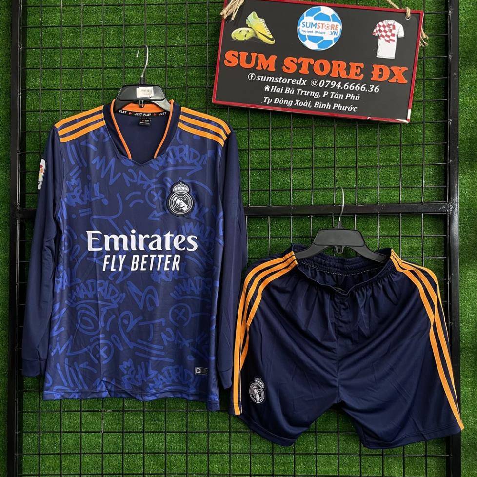 Quần Áo Đá Bóng Dài Tay Real Madrid Sân Khách 2021-2022_Mẫu Áo Đấu Hot, Giá Tốt ☯️