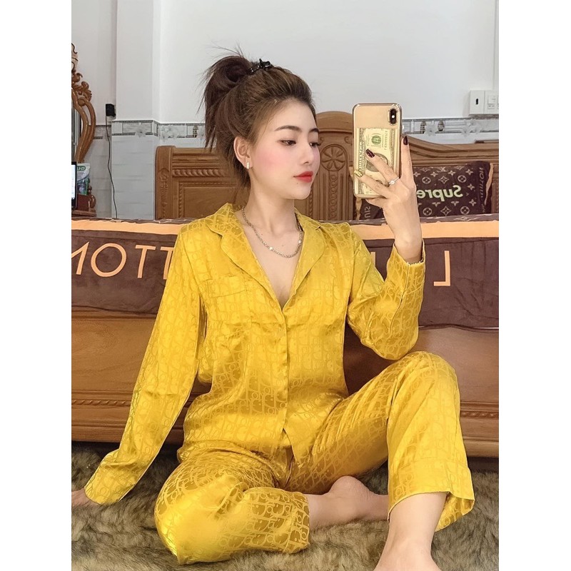 [Mã SKAMFSW175 giảm 10K đơn 50K] Bộ Lụa Gấm Dài Tay Họa Tiết