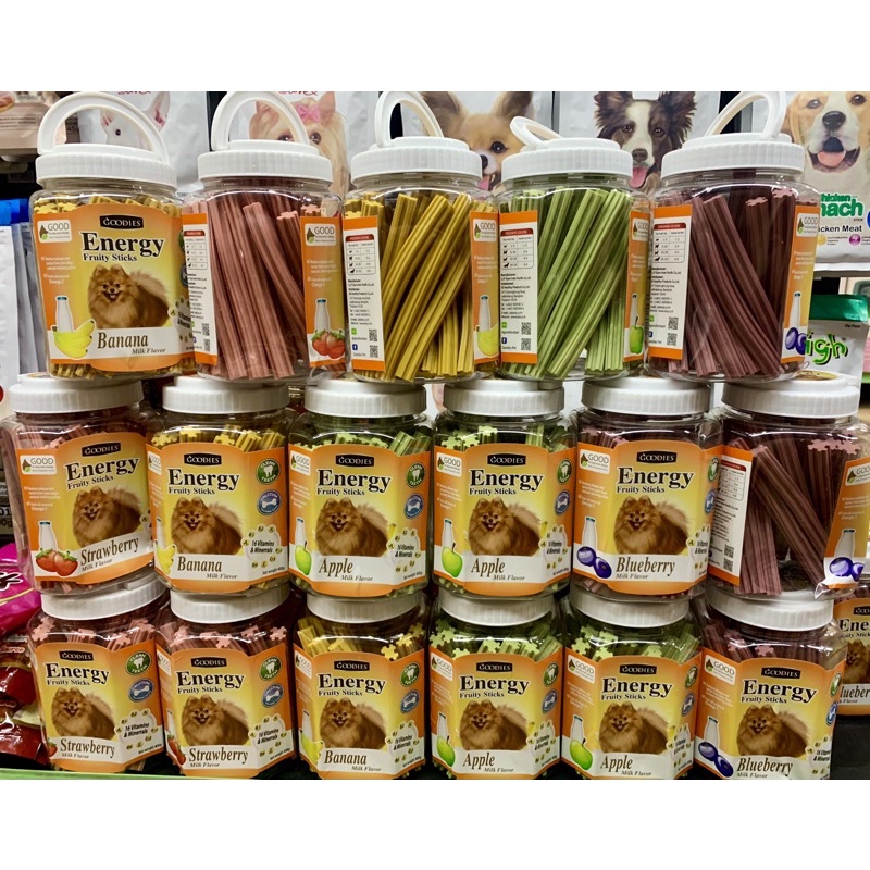 🇹🇭Xương Thưởng Gặm Sạch Răng Cho Chó Goodies Dog Chews Energy Fruity Sticks 400g