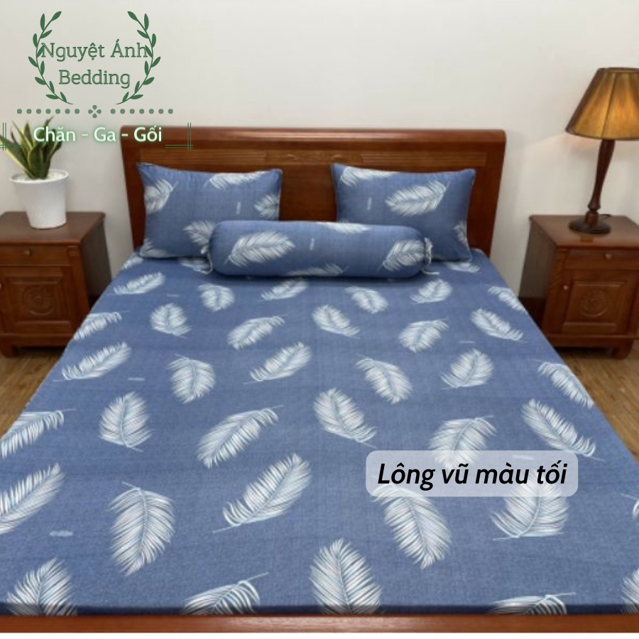 (FLASH SALE)Bộ ga giường 3 món Cao Cấp Cotton loại đẹp nhiều mẫu full size (Drap giường + 2 vỏ gối) - Mẫu Dương sỉ xanh