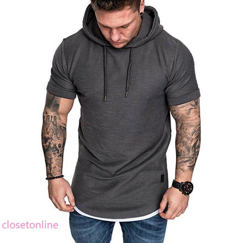 Áo thun hoodie tay ngắn thời trang nam thể thao năng động | BigBuy360 - bigbuy360.vn