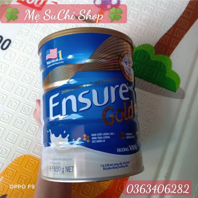 Sữa bột Abbott Ensure Gold HMB Hương Vani/ vani ít ngọt lon 850g dinh dưỡng đầy đủ và cân đối cho người lớn