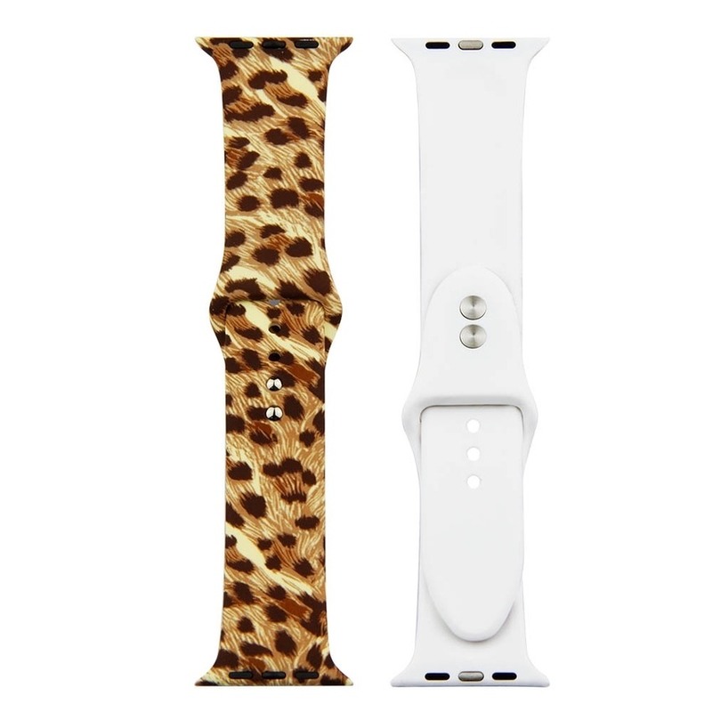 Apple Watch Strap IWatch Series 1 2 3 4 Printed Leopard Print Silicone Strap 38 40 42 44 MM Sports