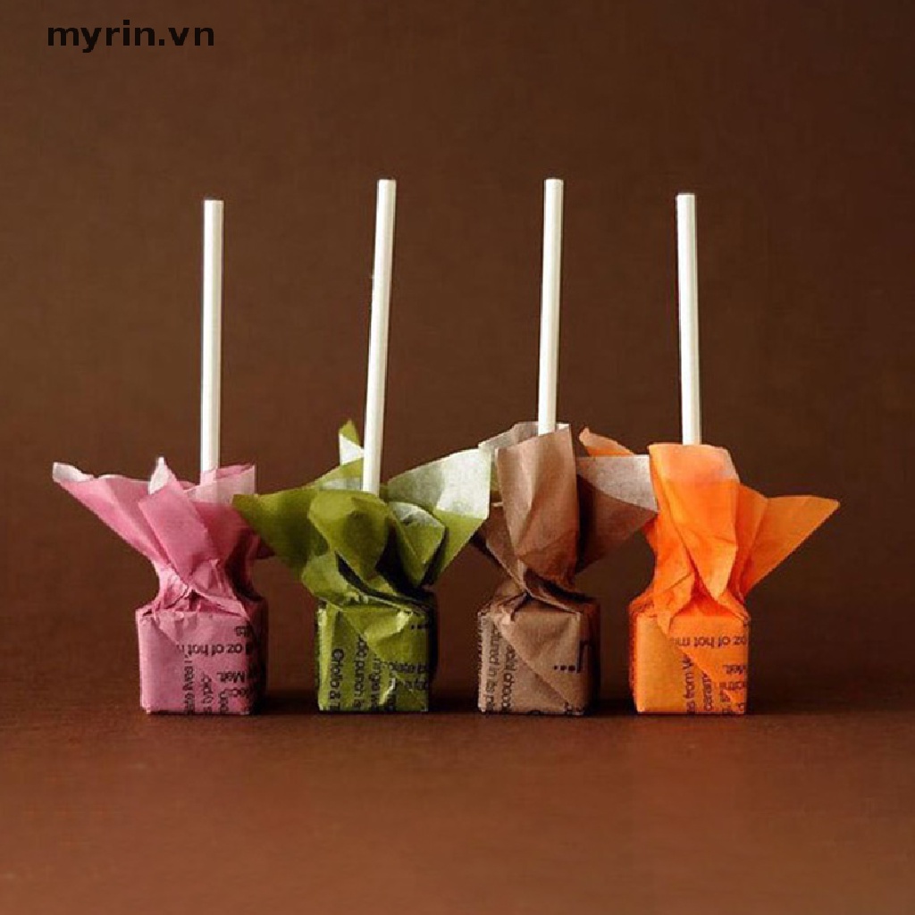 Set 100 Que Giấy Trơn Màu Làm Kẹo Mút DIY