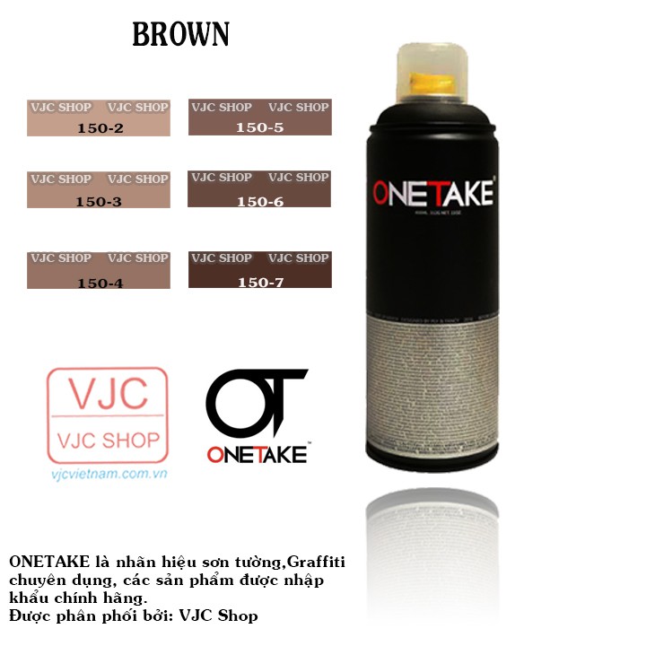 Sơn xịt tường ONETAKE gam màu nâu BROWN 150 chuyên dụng vẽ tranh tường và Graffiti
