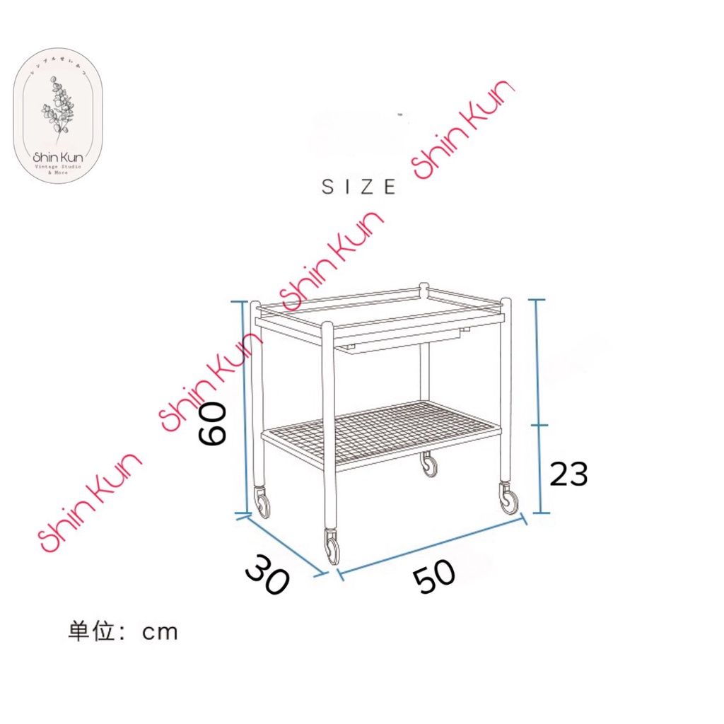 Kệ Gỗ 2 Tầng Đa Năng Có Bánh Xe Decor Phòng Khách Kiểu Vintage Retro SS16