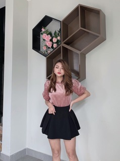 Áo nhung tay phồng
