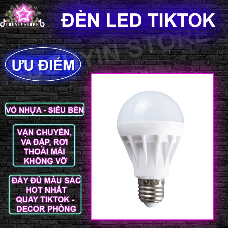 Đèn LED tiktok triệu view màu ĐỎ, MÀU hồng tím Đèn Led màu quay tiktok decor trang trí nhà cửa - tặng kèm đui cắm