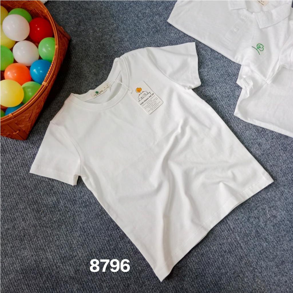 Áo thun tay ngắn trắng trơn Bigbaby, chất thun cotton mềm thoải mái cho bé 7-32KG 8796