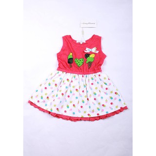 đầm cotton chân váy thô đính ren bé gái