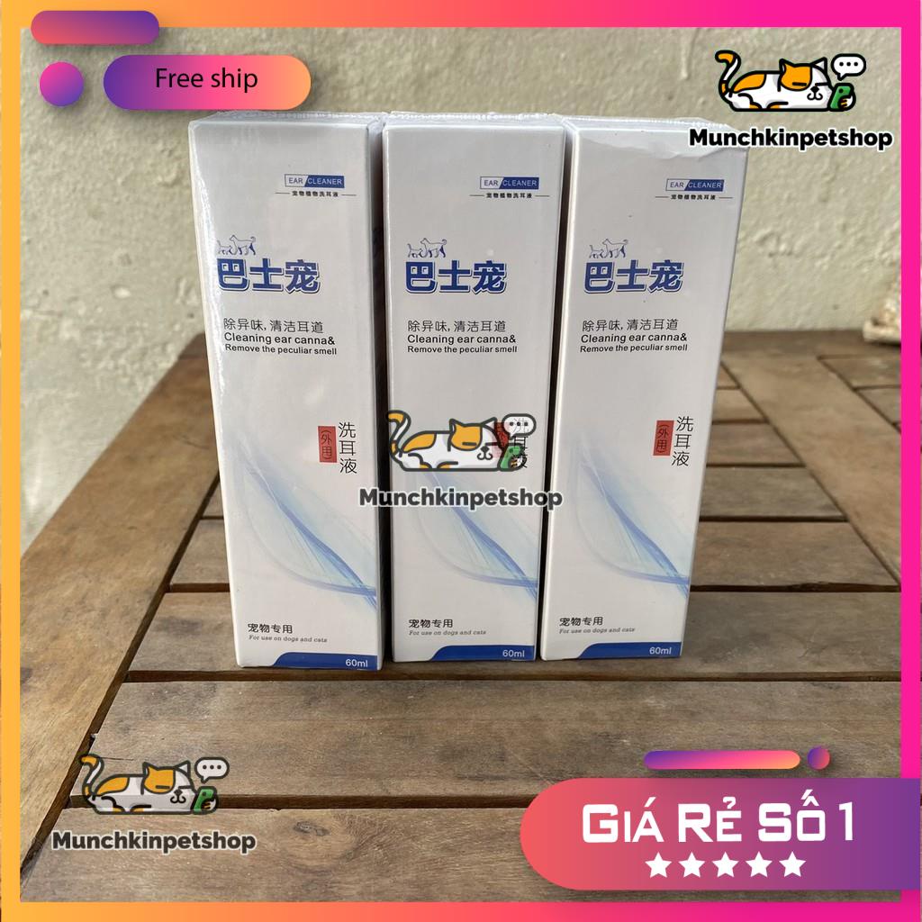 Nước Rửa Vệ sinh Tai, hỗ trợ trị rận tai Cho Chó Mèo Ear Cleaning 60ml