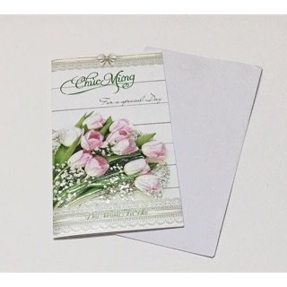 Set 4 bưu thiếp hoa nổi