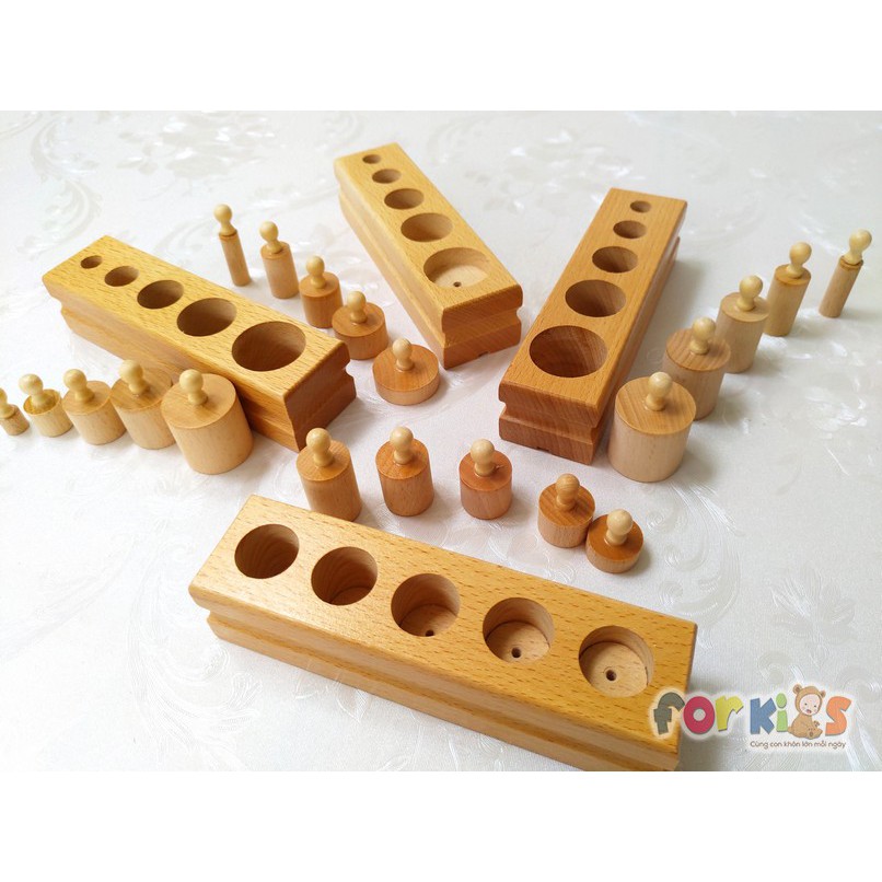 Giáo cụ Montessori Bộ hình trụ có núm