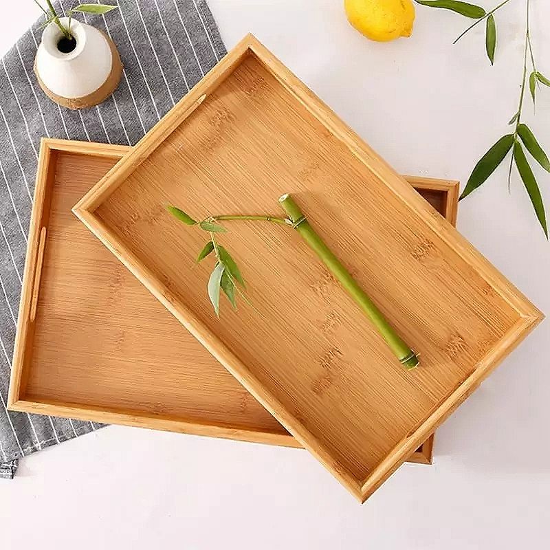 Khay Gỗ Tre Để Bộ Trà Hình Chữ Nhật 38 x 25 x 3cm