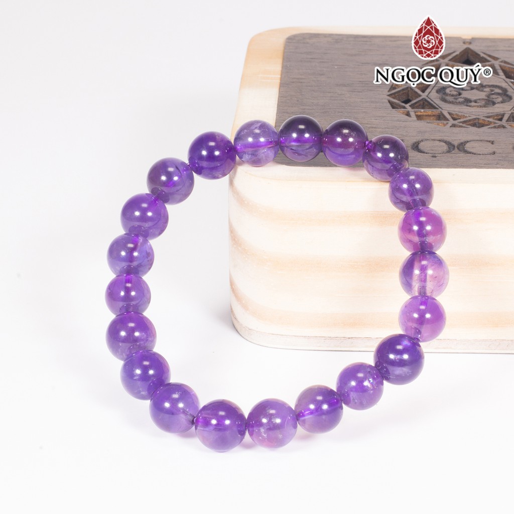 Vòng tay thạch anh tím amethyst mệnh hỏa, thổ - Ngọc Quý