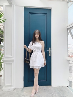 Set áo váy lệch vai kèm belt