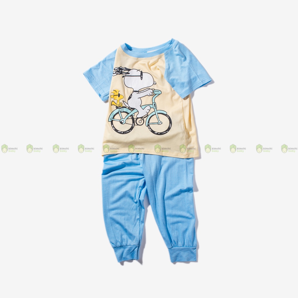 [SZ ĐẠI]Bộ Thun Lạnh Dài Tay Cho Bé Gái, Bé Trai Minky Mom Hoạ Tiết Snoopy Giáp Lăng,Bộ Quần Áo Cho Bé Mặc Nhà MKMTD2208