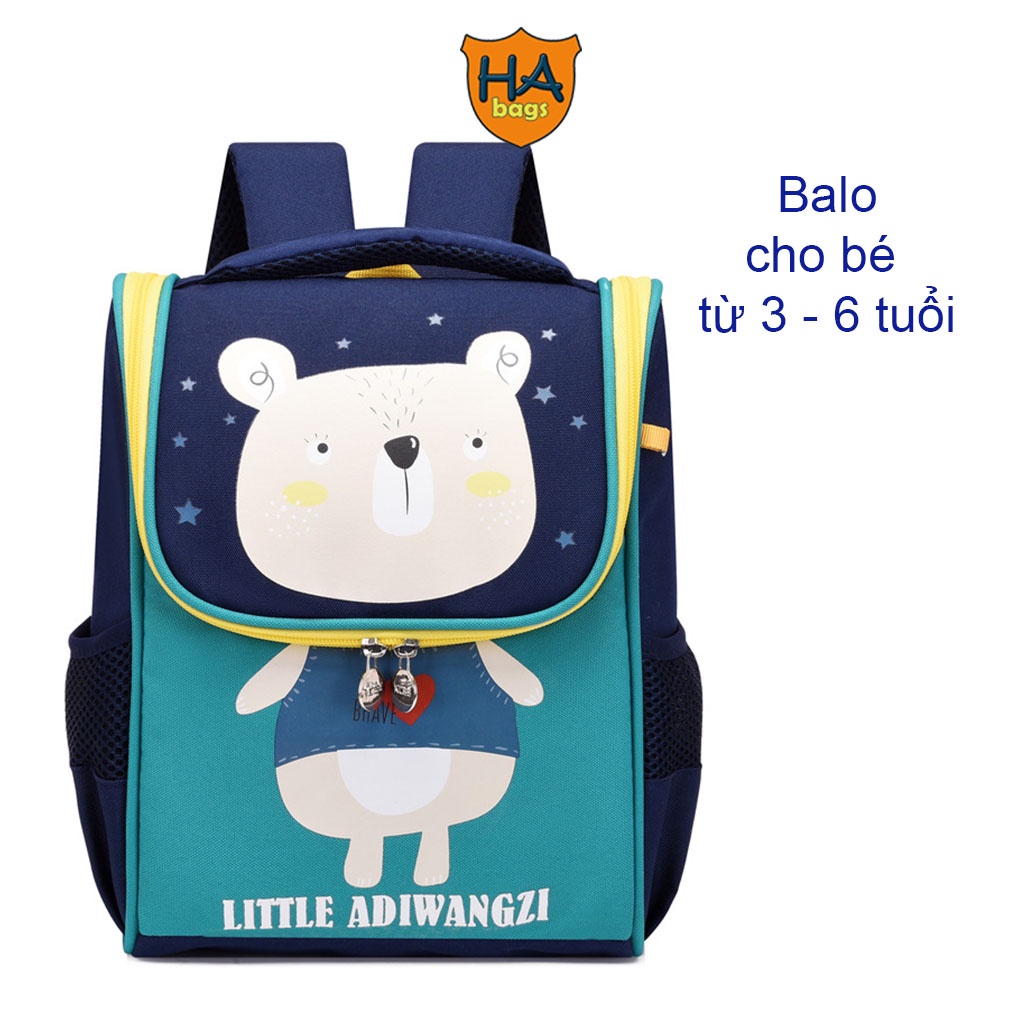 Balo mầm non siêu nhẹ cho bé mẫu giáo HABAGS kích thước 31x24x13cm  HA1018