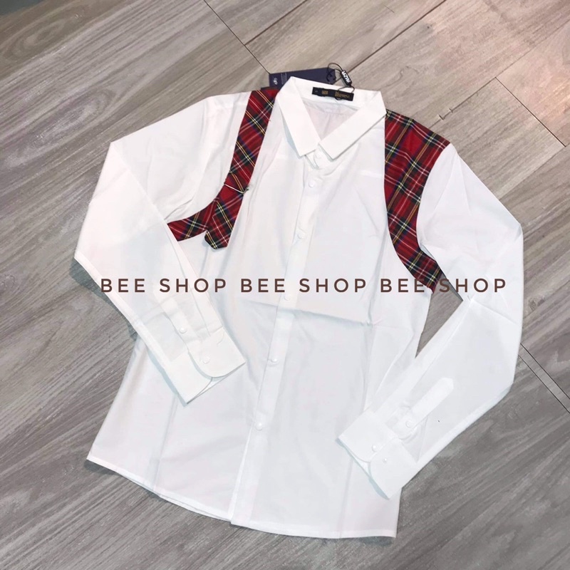 Áo sơ mi phối kẻ Mcq, áo sơ mi nam đẹp thời trang - Bee Shop | BigBuy360 - bigbuy360.vn