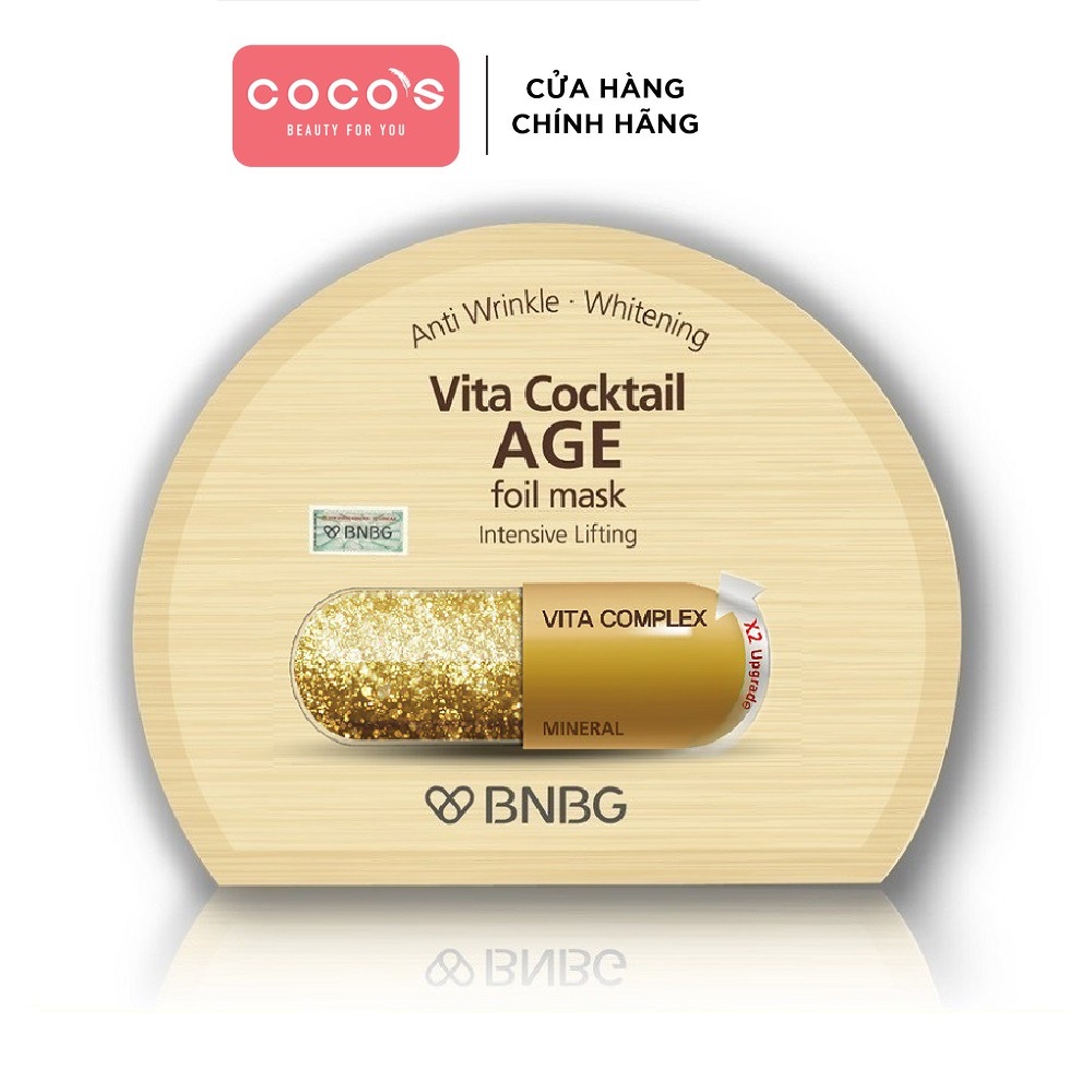 Mặt nạ dưỡng da giúp nâng cơ, chống lão hóa BNBG Vita Cocktail Age Foil Mask - Intensive Lifting 30ml [BNBG VÀNG THIẾC]