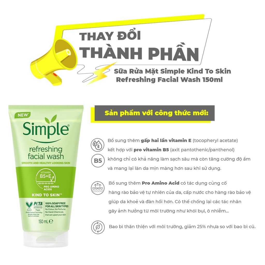 Gel Rửa Mặt Simple Dành Cho Da Nhạy Cảm 150ml