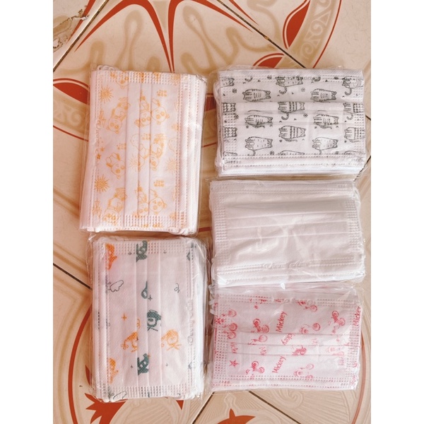 (Hộp 50c) Khẩu trang y tế kháng khuẩn 3 lớp hàng công ty  cho bé từ 4-10 tuổi